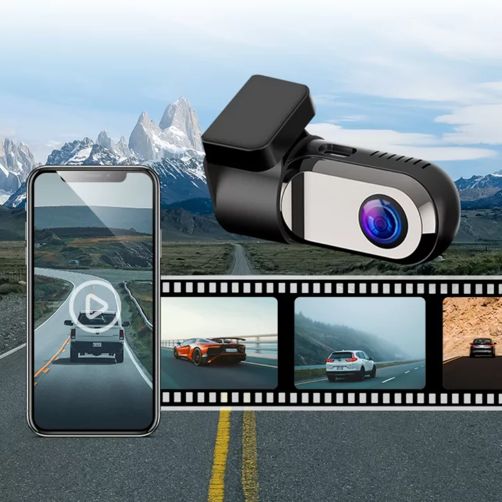 TAVALER Mini HD caméra de tableau de bord – Enregistreur vidéo voiture avec moniteur 24h et connectivité USB/WiFi