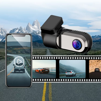 TAVALER Mini HD caméra de tableau de bord – Enregistreur vidéo voiture avec moniteur 24h et connectivité USB/WiFi